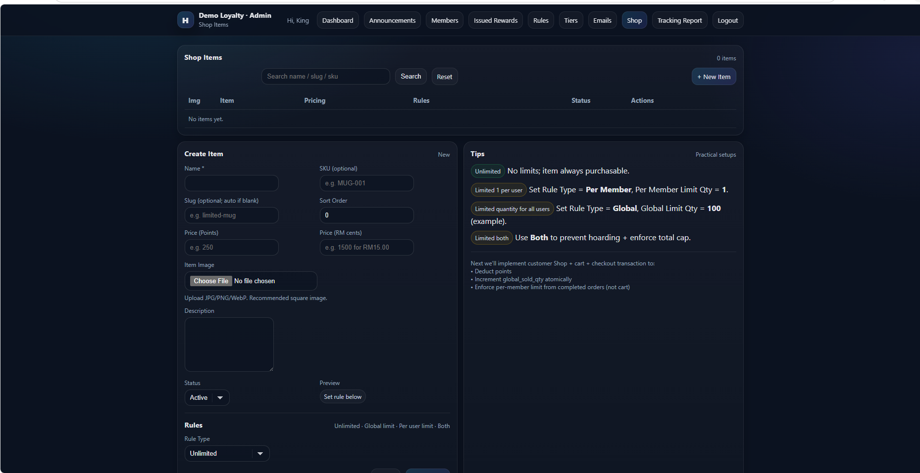 Loyalty admin 5